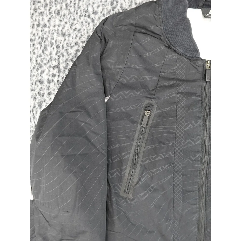 Jordan Long‎ Bomber Jacket Mens M Black Geometric Insulated Parka Gold Logo